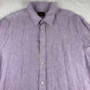 Untuckit 100% Linen Purple Long Sleeve Button-Up Shirt Mens Large